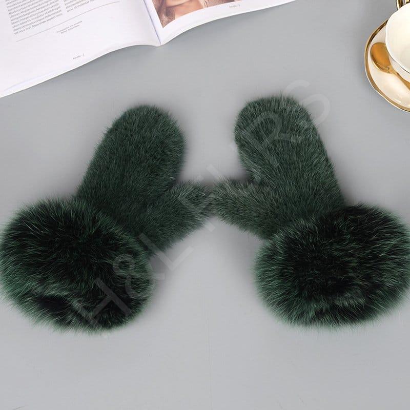 Mink Gloves Fox Cuff